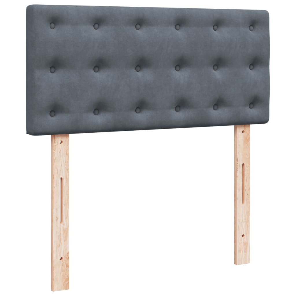 Κρεβάτι Boxspring με Στρώμα Σκούρο Γκρι 80x200 εκ. Βελούδινο