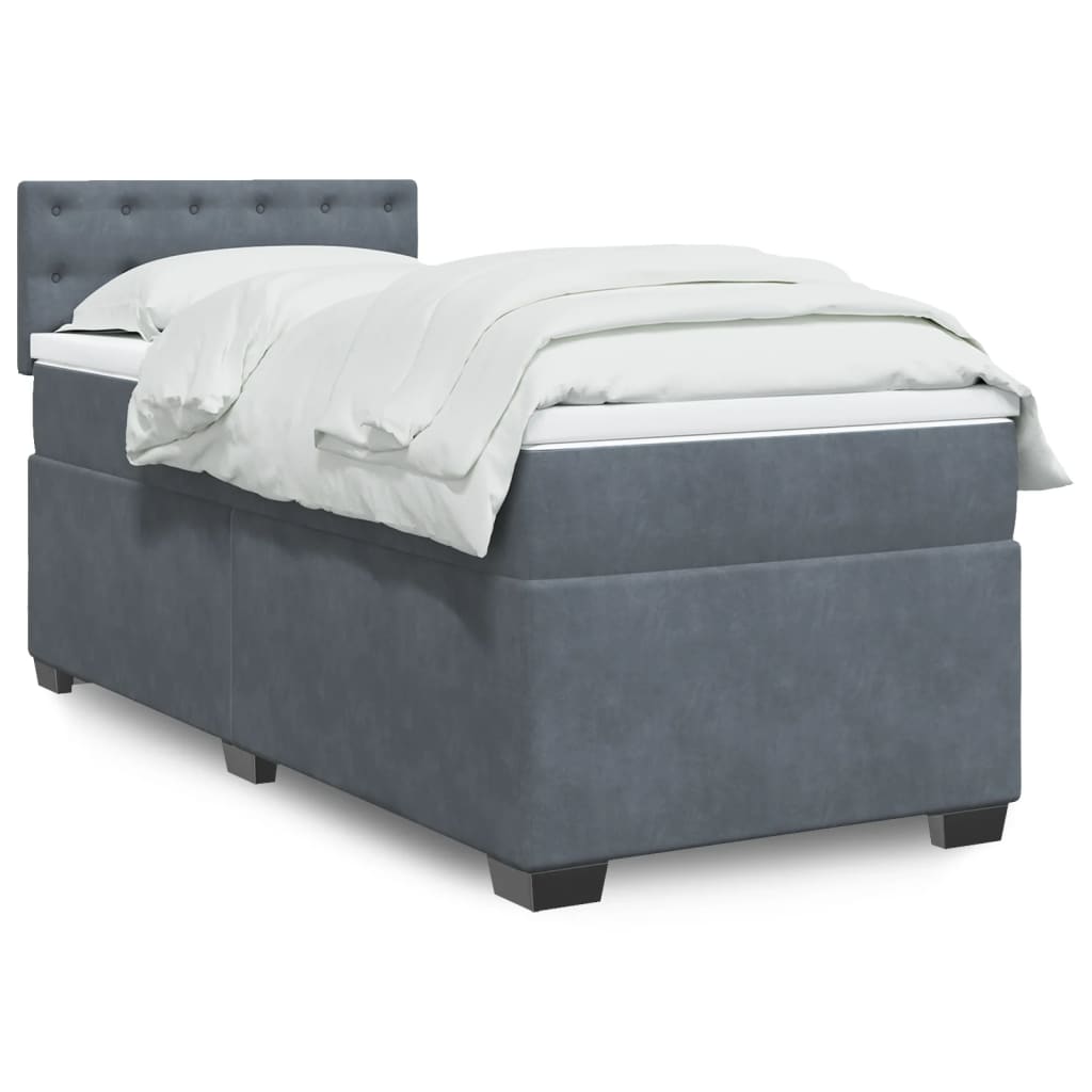 Κρεβάτι Boxspring με Στρώμα Σκούρο Γκρι 80x200 εκ. Βελούδινο