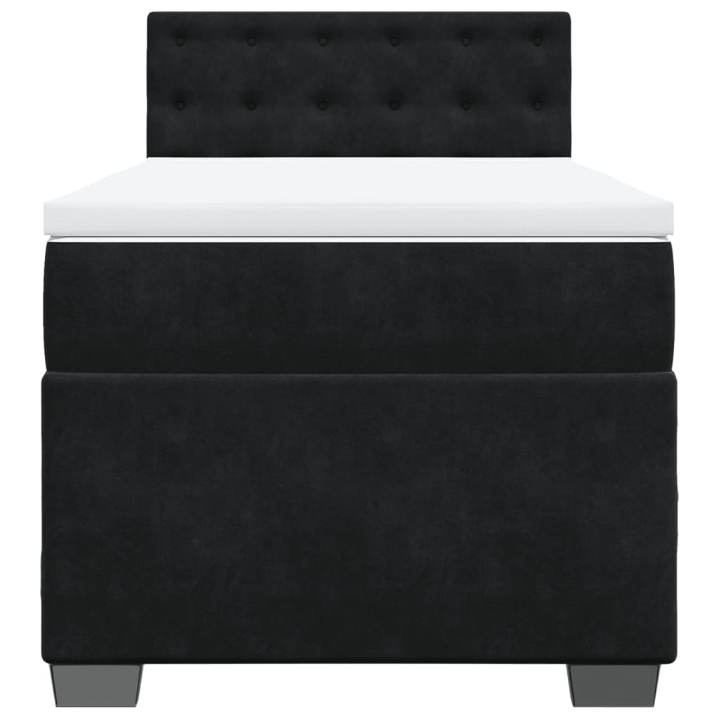 Κρεβάτι Boxspring με Στρώμα Μαύρο 80 x 200 εκ. Βελούδινο