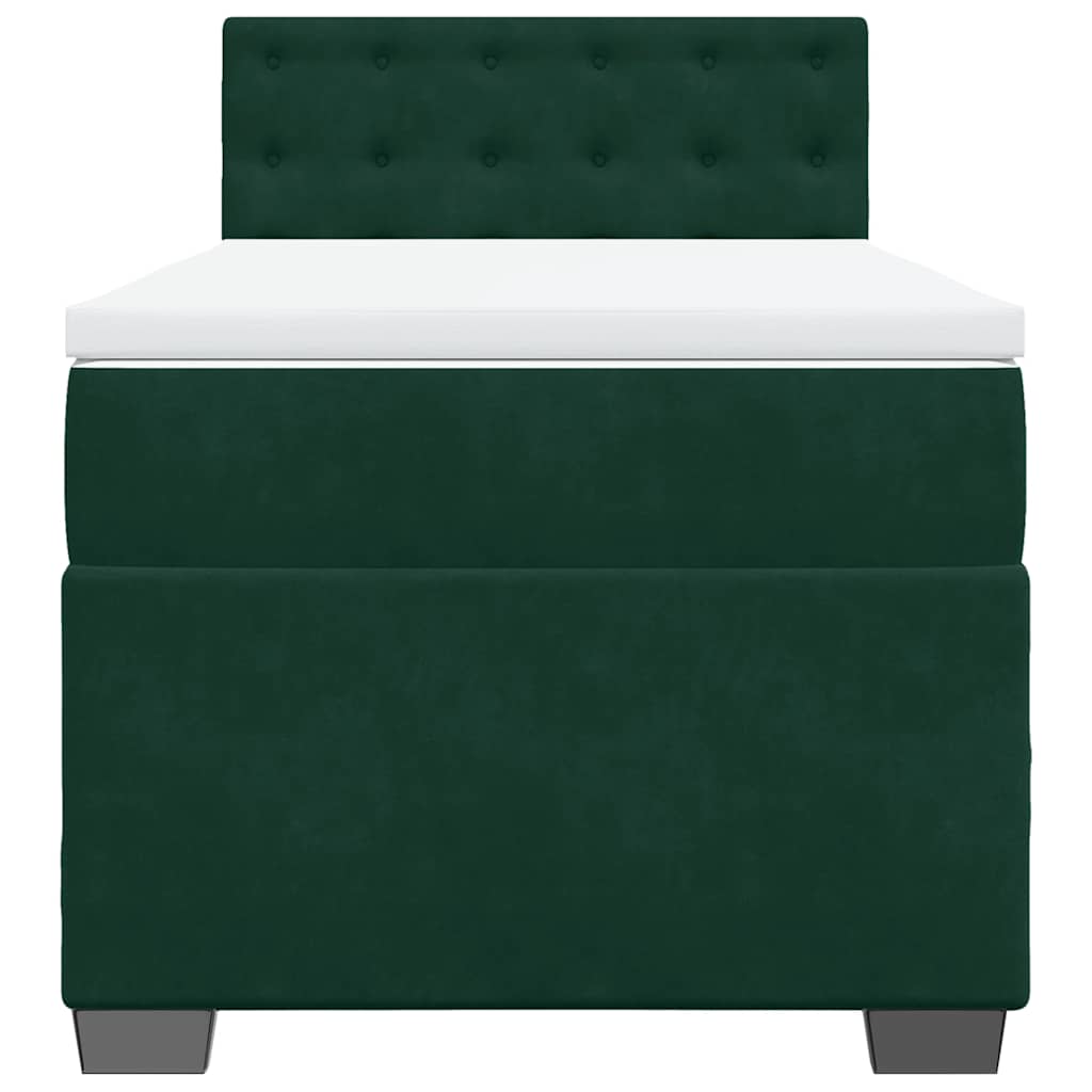 Κρεβάτι Boxspring με Στρώμα Σκούρο Πράσινο 80x200 εκ. Βελούδινο