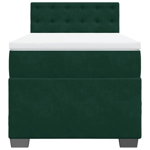 Κρεβάτι Boxspring με Στρώμα Σκούρο Πράσινο 80x200 εκ. Βελούδινο