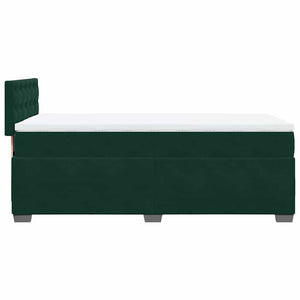 Κρεβάτι Boxspring με Στρώμα Σκούρο Πράσινο 80x200 εκ. Βελούδινο