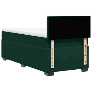 Κρεβάτι Boxspring με Στρώμα Σκούρο Πράσινο 80x200 εκ. Βελούδινο