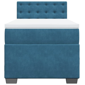 Κρεβάτι Boxspring με Στρώμα Σκούρο Μπλε 80 x 200 εκ. Βελούδινο - Pakobazaar
