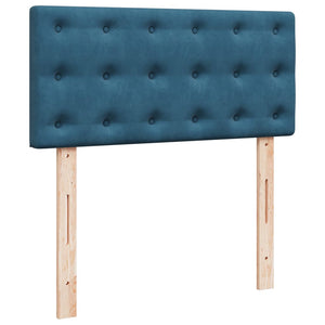 Κρεβάτι Boxspring με Στρώμα Σκούρο Μπλε 80 x 200 εκ. Βελούδινο - Pakobazaar