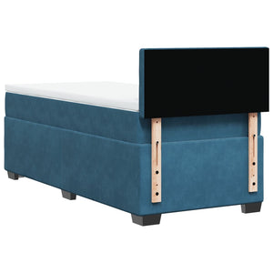Κρεβάτι Boxspring με Στρώμα Σκούρο Μπλε 80 x 200 εκ. Βελούδινο - Pakobazaar