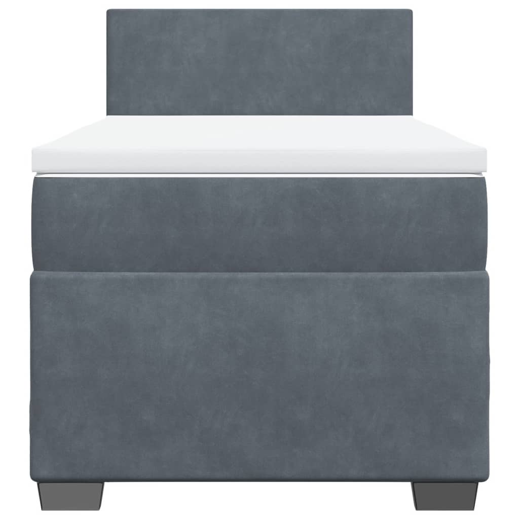 Κρεβάτι Boxspring με Στρώμα Σκούρο Γκρι 90x190 εκ. Βελούδινο