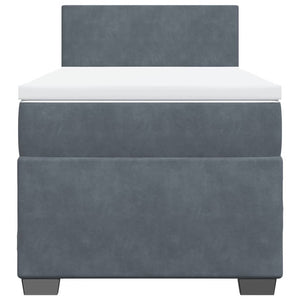 Κρεβάτι Boxspring με Στρώμα Σκούρο Γκρι 90x190 εκ. Βελούδινο