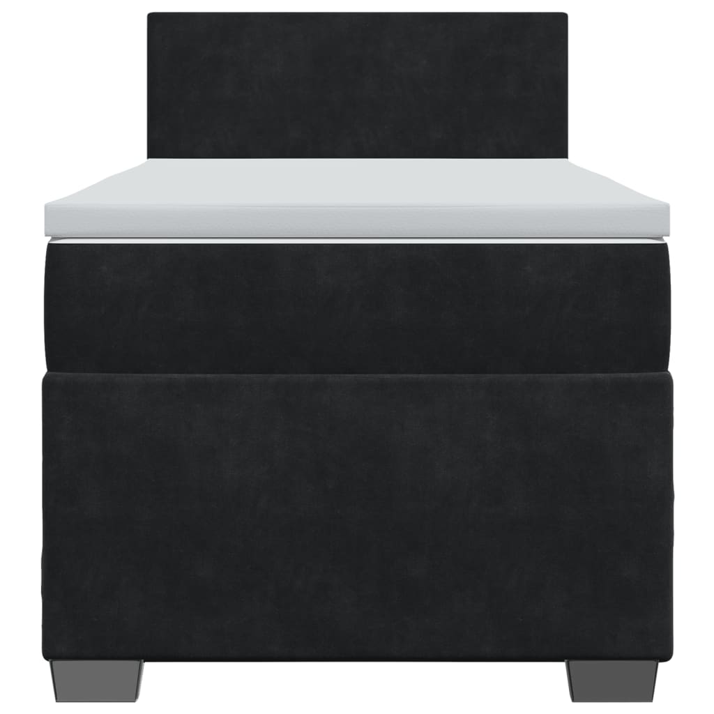 Κρεβάτι Boxspring με Στρώμα Μαύρο 90x190 εκ. Βελούδινο - Pakobazaar