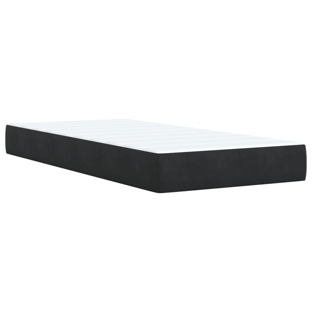 Κρεβάτι Boxspring με Στρώμα Μαύρο 90x190 εκ. Βελούδινο - Pakobazaar