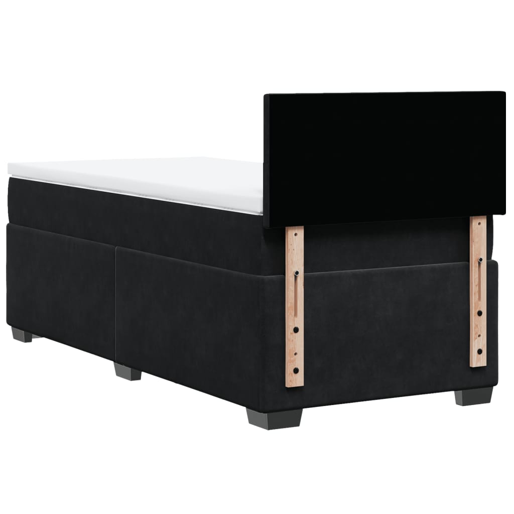 Κρεβάτι Boxspring με Στρώμα Μαύρο 90x190 εκ. Βελούδινο - Pakobazaar