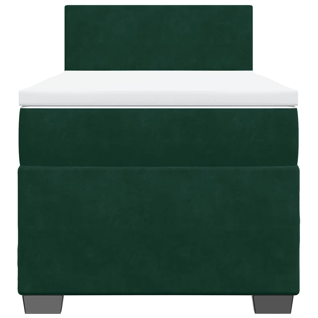 Κρεβάτι Boxspring με Στρώμα Σκούρο Πράσινο 90x190 εκ. Βελούδινο