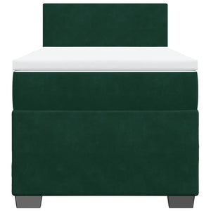 Κρεβάτι Boxspring με Στρώμα Σκούρο Πράσινο 90x190 εκ. Βελούδινο