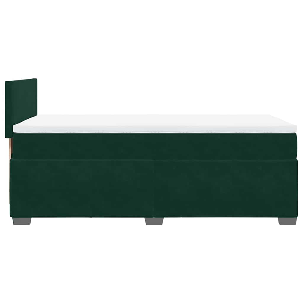 Κρεβάτι Boxspring με Στρώμα Σκούρο Πράσινο 90x190 εκ. Βελούδινο