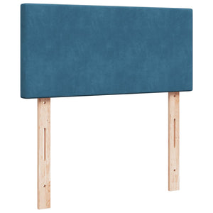 Κρεβάτι Boxspring με Στρώμα Σκούρο Μπλε 90x190 εκ. Βελούδινο