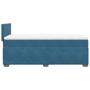 Κρεβάτι Boxspring με Στρώμα Σκούρο Μπλε 90x190 εκ. Βελούδινο