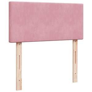Κρεβάτι Boxspring με Στρώμα Ροζ 90x190 εκ. Βελούδινο