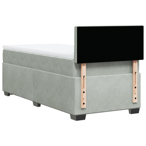 Κρεβάτι Boxspring με Στρώμα Ανοιχτό Γκρι 90x190 εκ. Βελούδινο - Pakobazaar