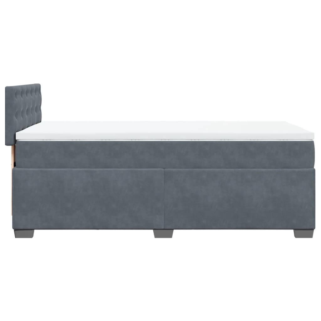 Κρεβάτι Boxspring με Στρώμα Σκούρο Γκρι 90x190 εκ. Βελούδινο