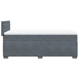 Κρεβάτι Boxspring με Στρώμα Σκούρο Γκρι 90x190 εκ. Βελούδινο