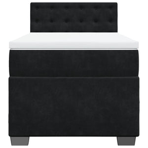 Κρεβάτι Boxspring με Στρώμα Μαύρο 90x190 εκ. Βελούδινο - Pakobazaar