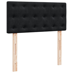 Κρεβάτι Boxspring με Στρώμα Μαύρο 90x190 εκ. Βελούδινο - Pakobazaar