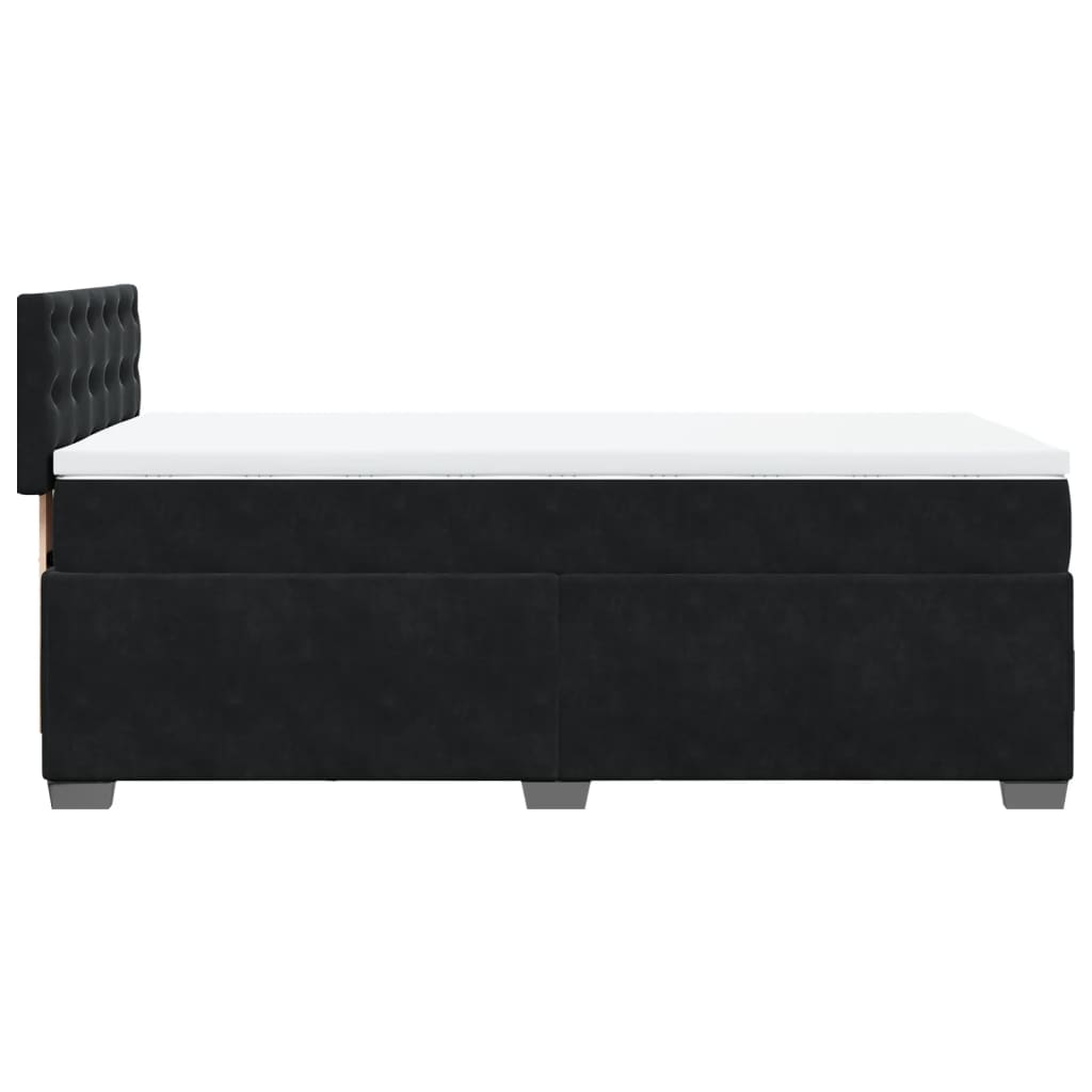 Κρεβάτι Boxspring με Στρώμα Μαύρο 90x190 εκ. Βελούδινο - Pakobazaar