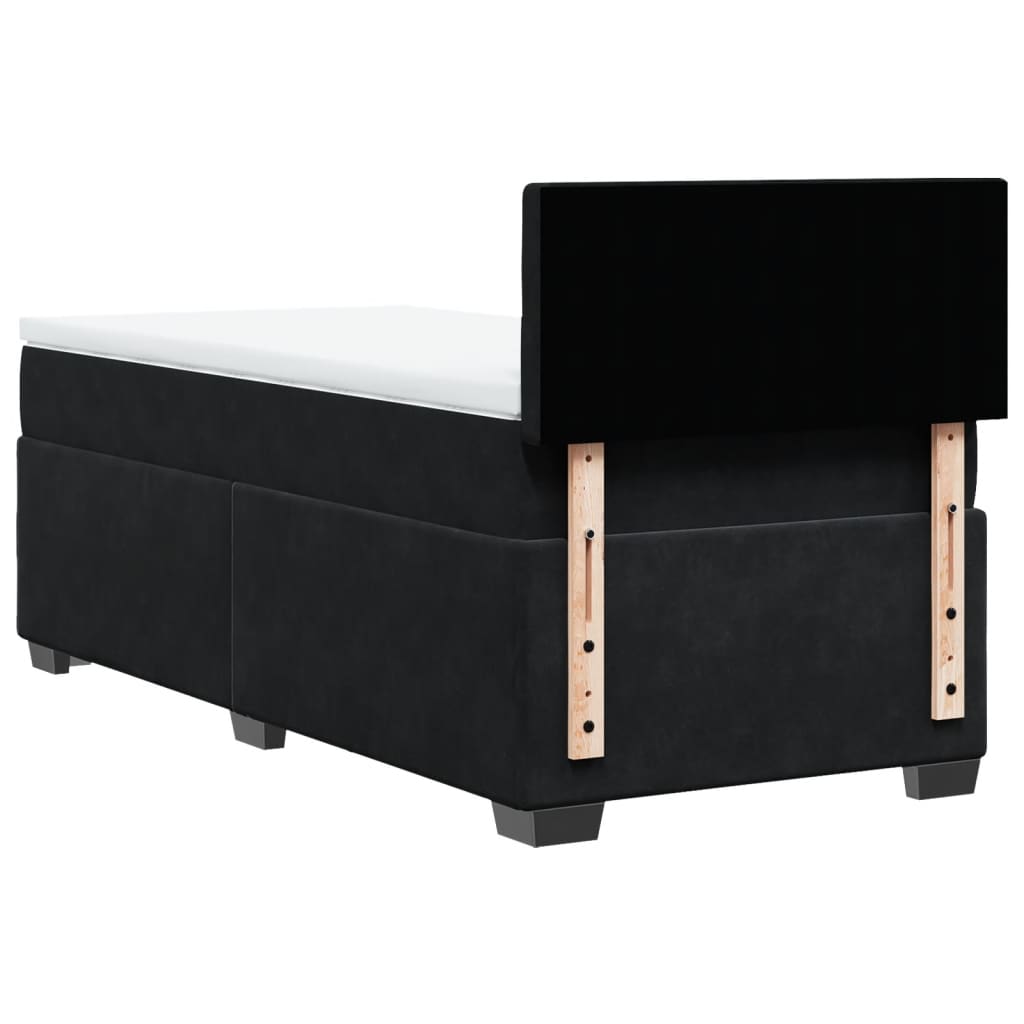 Κρεβάτι Boxspring με Στρώμα Μαύρο 90x190 εκ. Βελούδινο - Pakobazaar