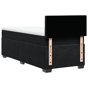Κρεβάτι Boxspring με Στρώμα Μαύρο 90x190 εκ. Βελούδινο - Pakobazaar