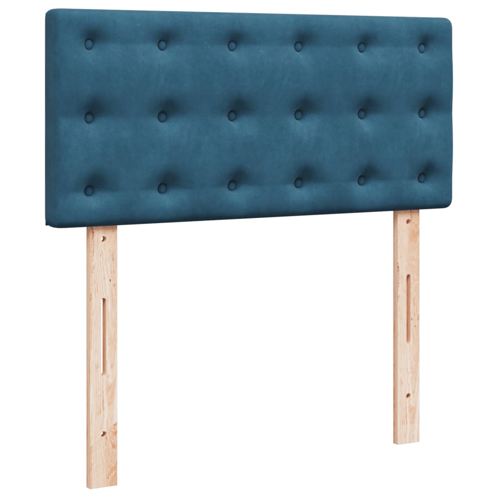 Κρεβάτι Boxspring με Στρώμα Σκούρο Μπλε 90x190 εκ. Βελούδινο