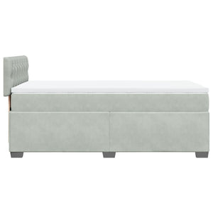 Κρεβάτι Boxspring με Στρώμα Ανοιχτό Γκρι 90x190 εκ. Βελούδινο - Pakobazaar
