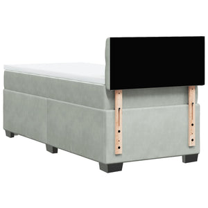 Κρεβάτι Boxspring με Στρώμα Ανοιχτό Γκρι 90x190 εκ. Βελούδινο - Pakobazaar