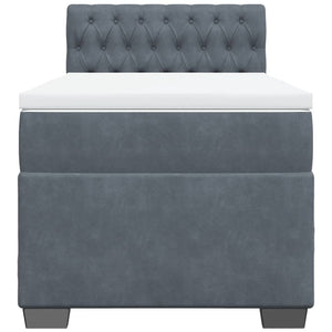 Κρεβάτι Boxspring με Στρώμα Σκούρο Γκρι 90x190 εκ. Βελούδινο