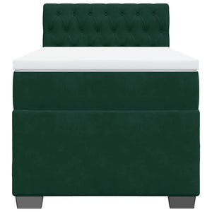 Κρεβάτι Boxspring με Στρώμα Σκούρο Πράσινο 90x190 εκ. Βελούδινο