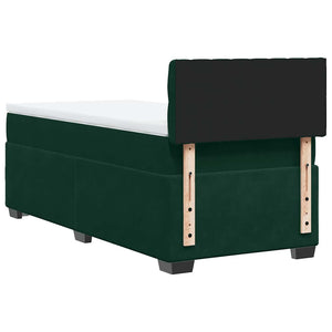 Κρεβάτι Boxspring με Στρώμα Σκούρο Πράσινο 90x190 εκ. Βελούδινο