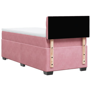 Κρεβάτι Boxspring με Στρώμα Ροζ 90x190 εκ. Βελούδινο