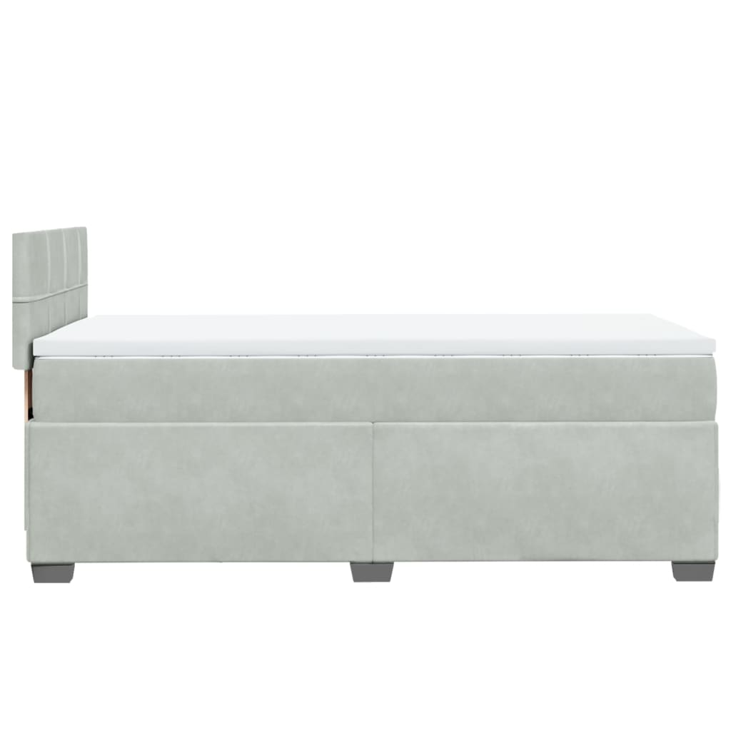 Κρεβάτι Boxspring με Στρώμα Ανοιχτό Γκρι 90x190 εκ. Βελούδινο - Pakobazaar