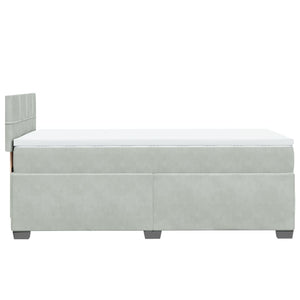 Κρεβάτι Boxspring με Στρώμα Ανοιχτό Γκρι 90x190 εκ. Βελούδινο - Pakobazaar