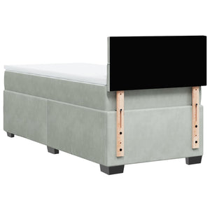Κρεβάτι Boxspring με Στρώμα Ανοιχτό Γκρι 90x190 εκ. Βελούδινο - Pakobazaar