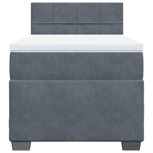 Κρεβάτι Boxspring με Στρώμα Σκούρο Γκρι 90x190 εκ. Βελούδινο