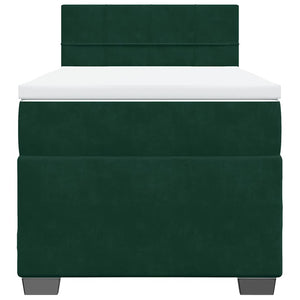 Κρεβάτι Boxspring με Στρώμα Σκούρο Πράσινο 90x190 εκ. Βελούδινο