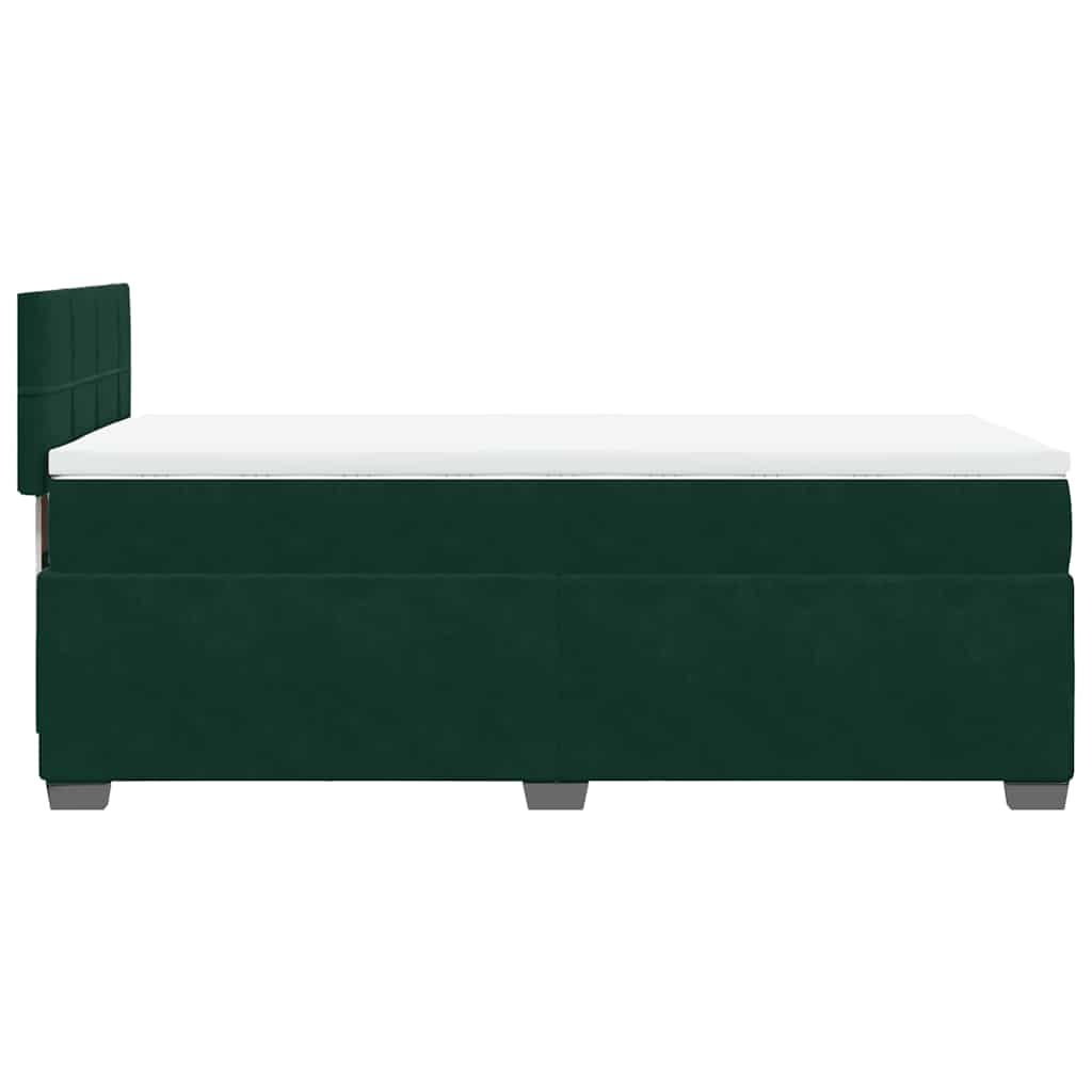 Κρεβάτι Boxspring με Στρώμα Σκούρο Πράσινο 90x190 εκ. Βελούδινο
