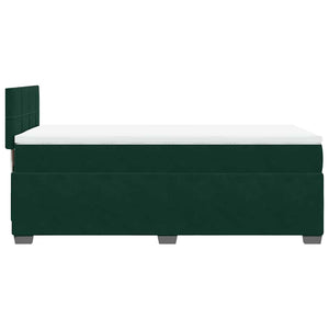 Κρεβάτι Boxspring με Στρώμα Σκούρο Πράσινο 90x190 εκ. Βελούδινο