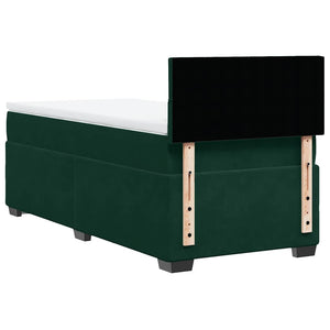 Κρεβάτι Boxspring με Στρώμα Σκούρο Πράσινο 90x190 εκ. Βελούδινο