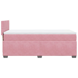 Κρεβάτι Boxspring με Στρώμα Ροζ 90x190 εκ. Βελούδινο