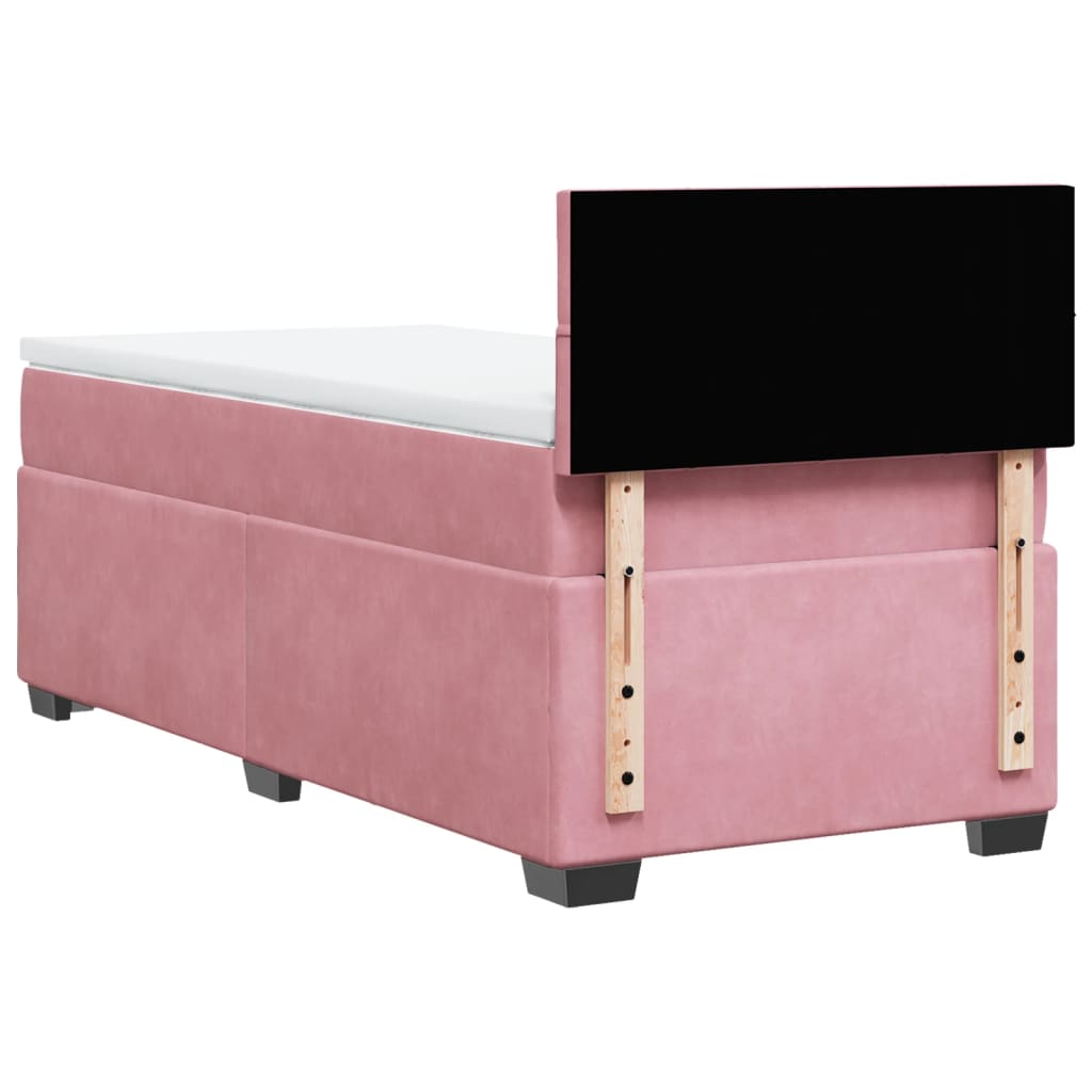 Κρεβάτι Boxspring με Στρώμα Ροζ 90x190 εκ. Βελούδινο