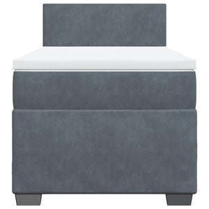Κρεβάτι Boxspring με Στρώμα Σκούρο Γκρι 90x200 εκ. Βελούδινο - Pakobazaar