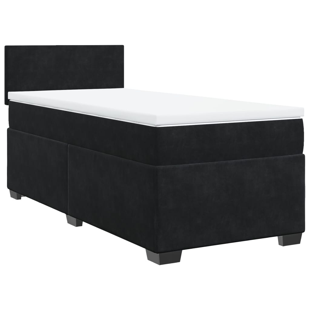 Κρεβάτι Boxspring με Στρώμα Μαύρο 90x200 εκ. Βελούδινο - Pakobazaar