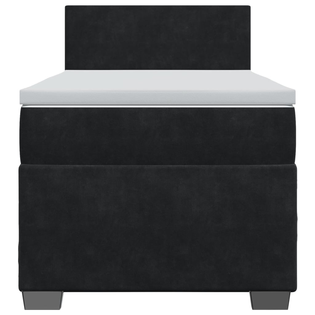 Κρεβάτι Boxspring με Στρώμα Μαύρο 90x200 εκ. Βελούδινο - Pakobazaar