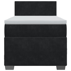 Κρεβάτι Boxspring με Στρώμα Μαύρο 90x200 εκ. Βελούδινο - Pakobazaar